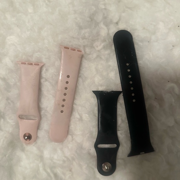 Set of 2 iPhone Apple Watch Silicone Pink&  Black Straps Bundle 38mm 40mm 42mm - Picture 3 of 3